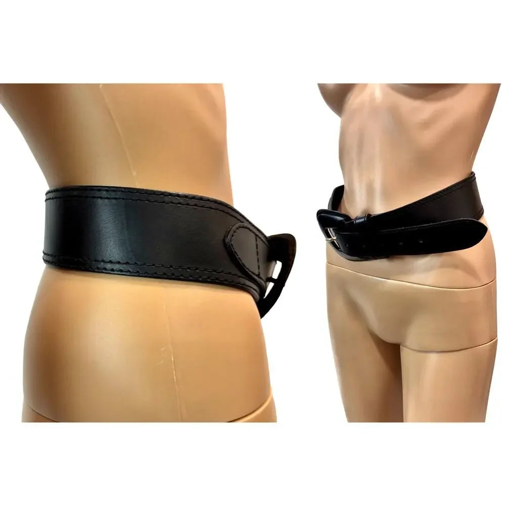 Vintage 80s The Limited Black Leather Belt Made in Italy Sz S Wide 27-33”